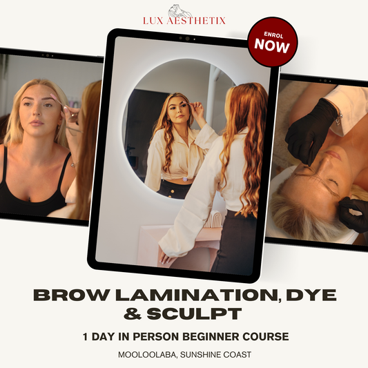 1 Day In-Person Brow Lamination, Dye & Sculpt Course